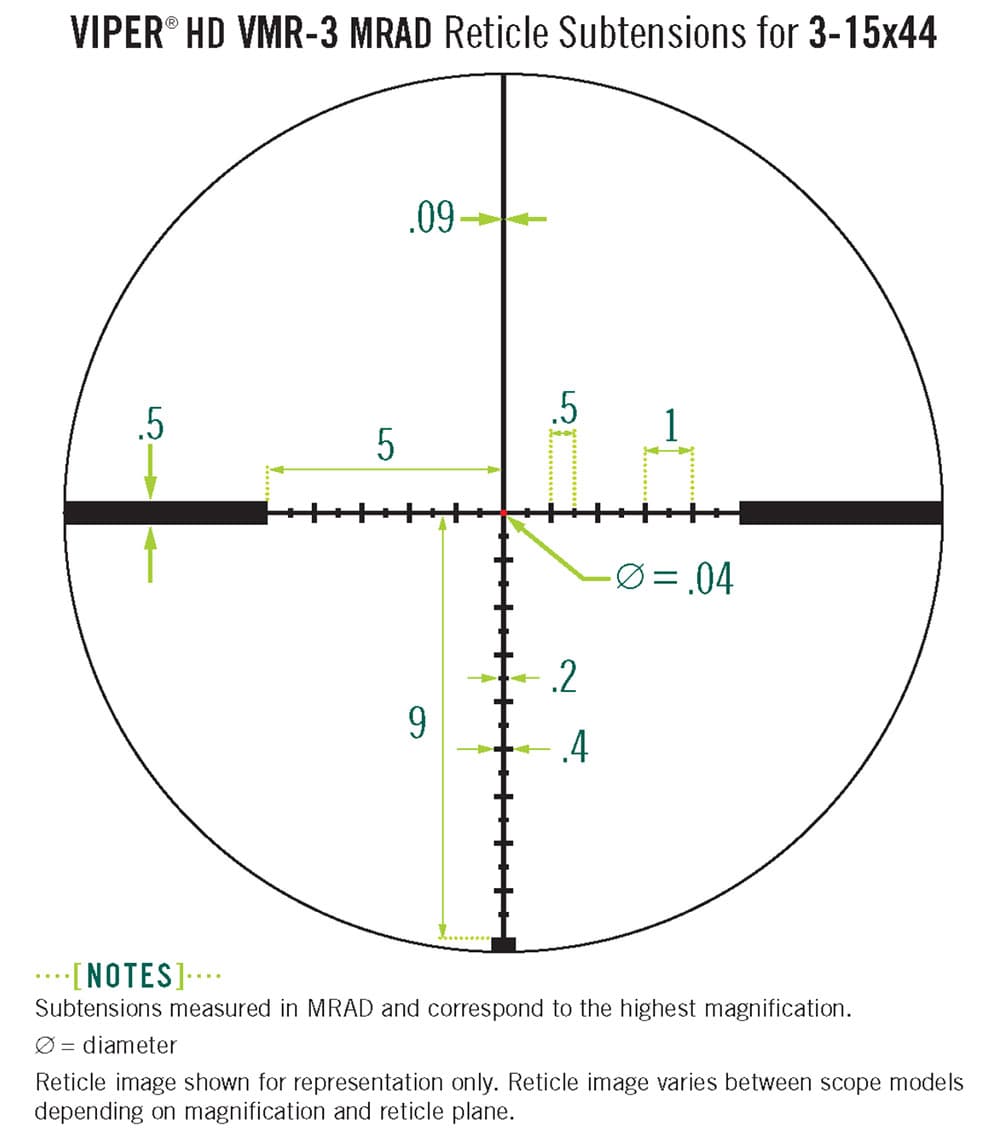 Vortex VIPER HD Zielfernrohr 3-15x44 SFP mit VMR-3 MRAD Absehen Beschreibung 