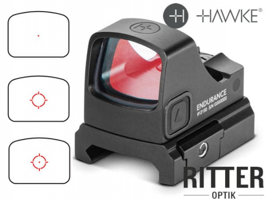 Red Dot HAWKE Endurance Micro Reflexvisier 3 M.O.A. mit RMSc Footprint und Montage Weaver / Picatinny