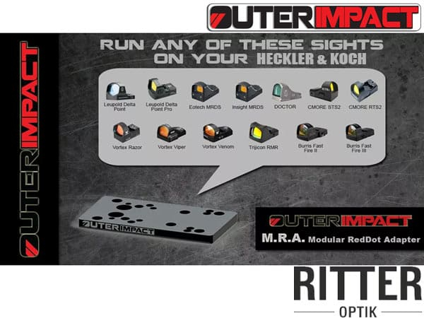 Rotpunktvisier Montage Adapter HECKLER & KOCH USP für DOCTER - NOBLEX - TRIJICON - BURRIS - VORTEX - ETC